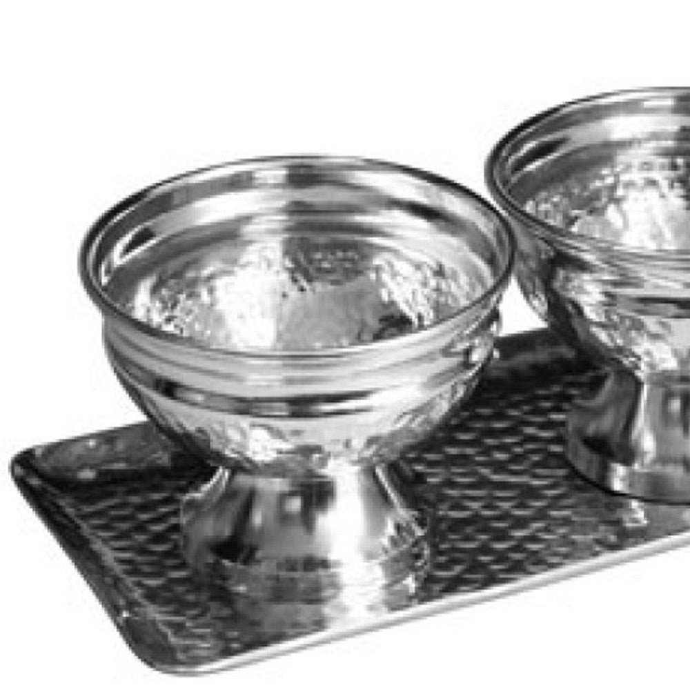 Hammered Serving Tray w/ Oblong Bowls