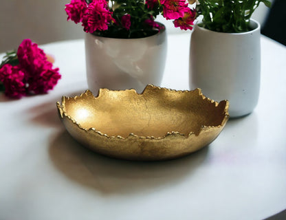 Gold Abstract Torn Texture Serving Bowl