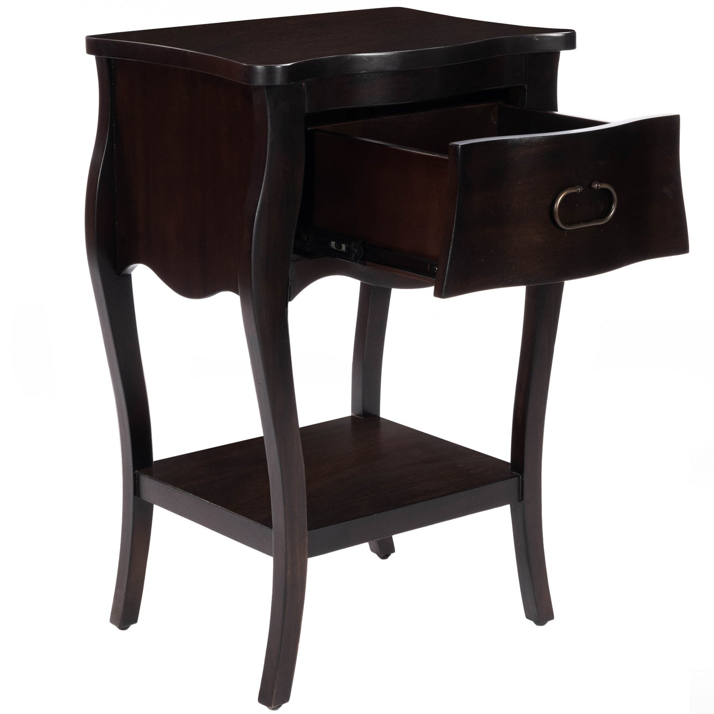 Dark Brown Chocolate Single Drawer Nightstand