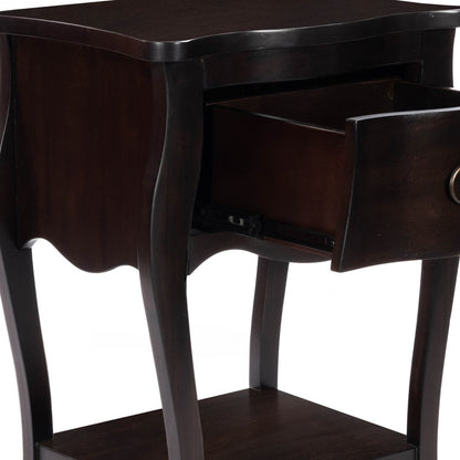 Dark Brown Chocolate Single Drawer Nightstand