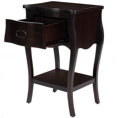 Dark Brown Chocolate Single Drawer Nightstand