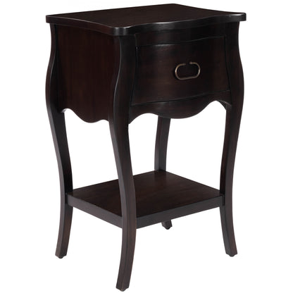 Dark Brown Chocolate Single Drawer Nightstand