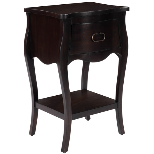 Dark Brown Chocolate Single Drawer Nightstand