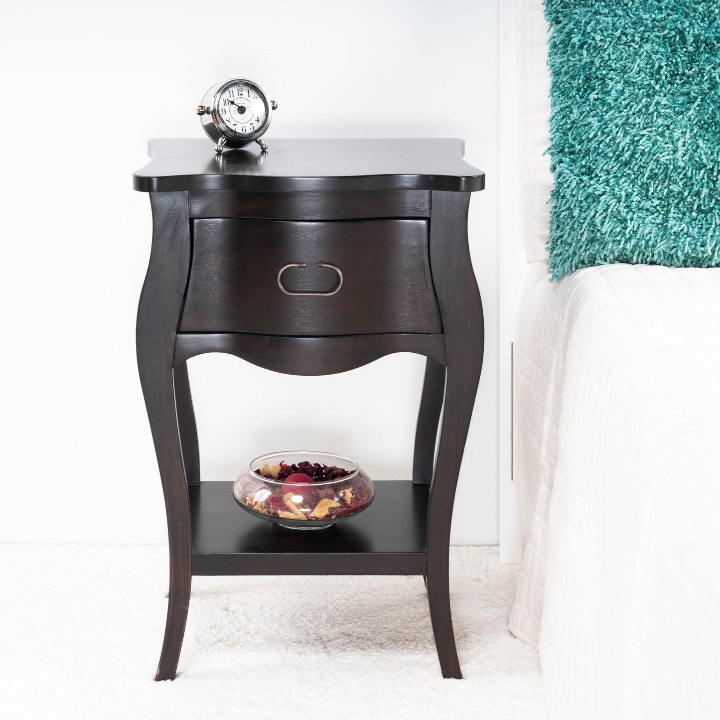 Dark Brown Chocolate Single Drawer Nightstand