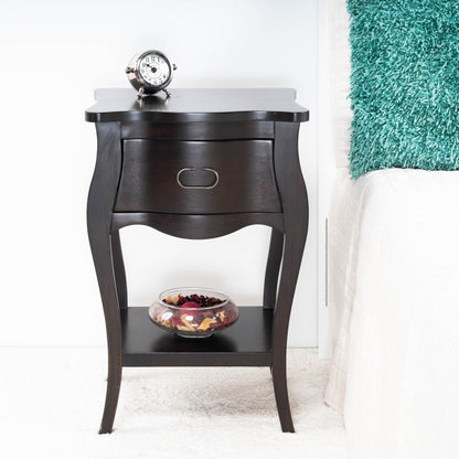 Dark Brown Chocolate Single Drawer Nightstand