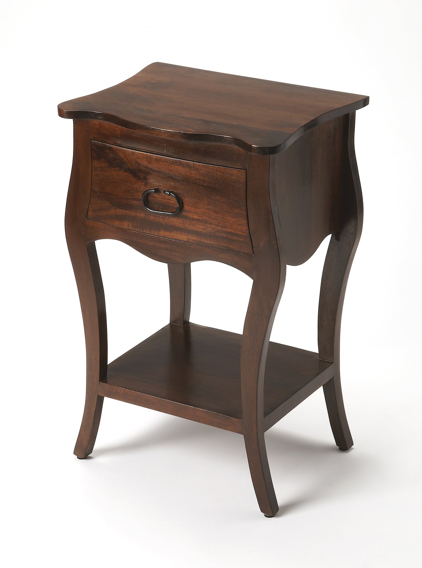 Brown One Drawer Solid Wood Nightstand