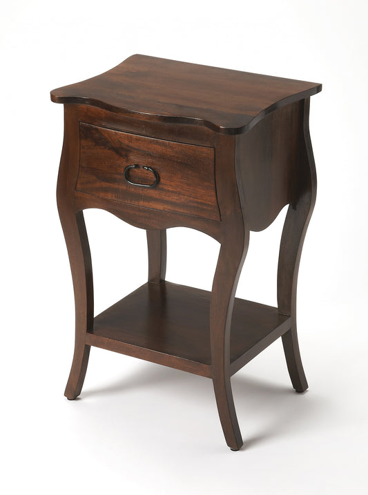 Brown One Drawer Solid Wood Nightstand