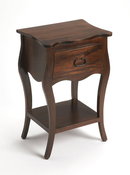 Brown One Drawer Solid Wood Nightstand