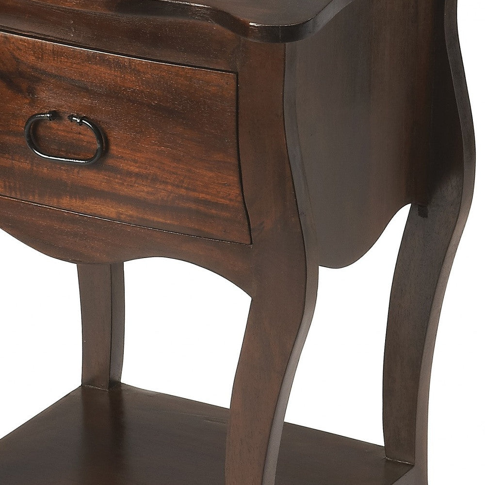 Brown One Drawer Solid Wood Nightstand