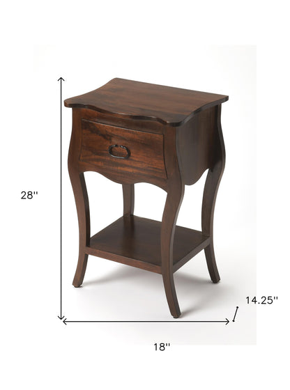 Brown One Drawer Solid Wood Nightstand