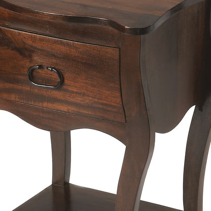 Brown One Drawer Solid Wood Nightstand