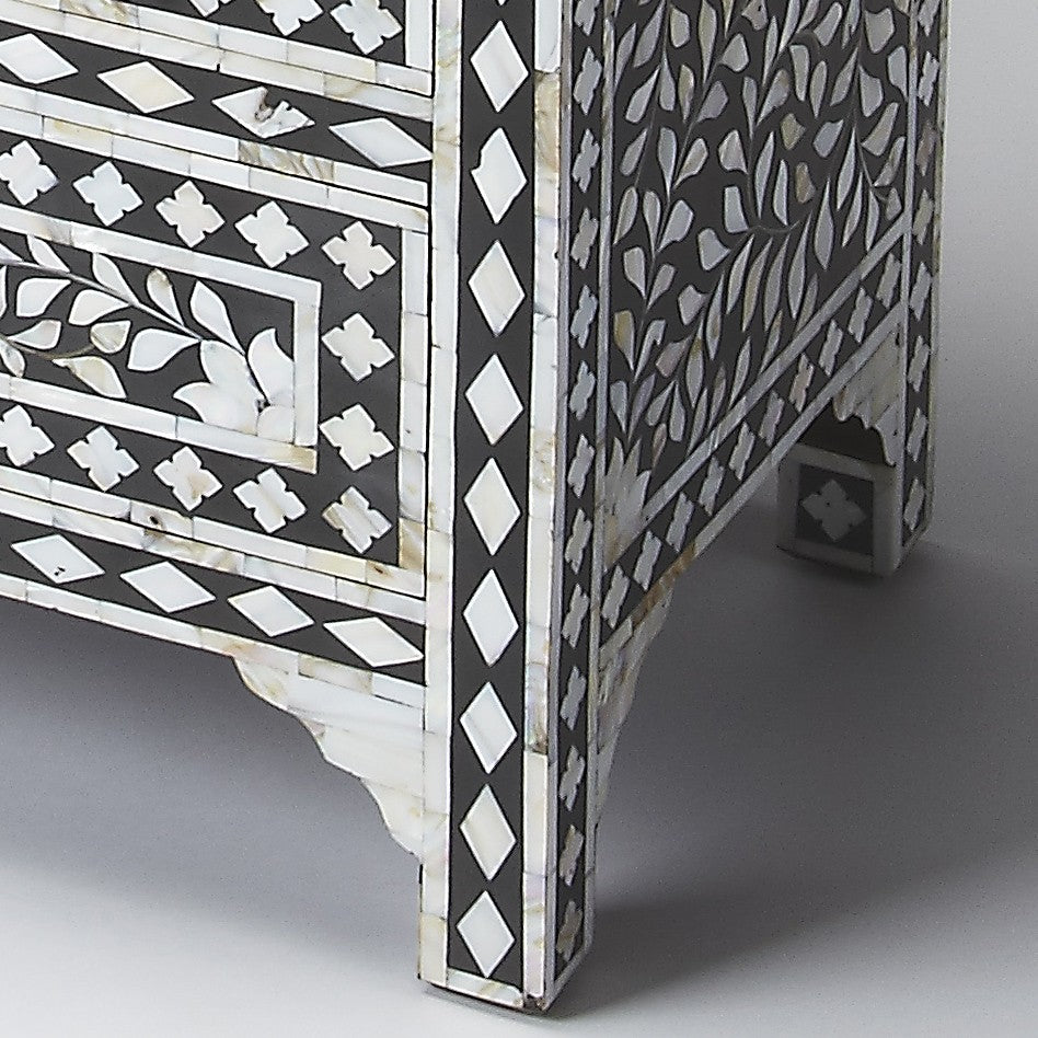 Brown Wood 5-Drawer Triple Dresser