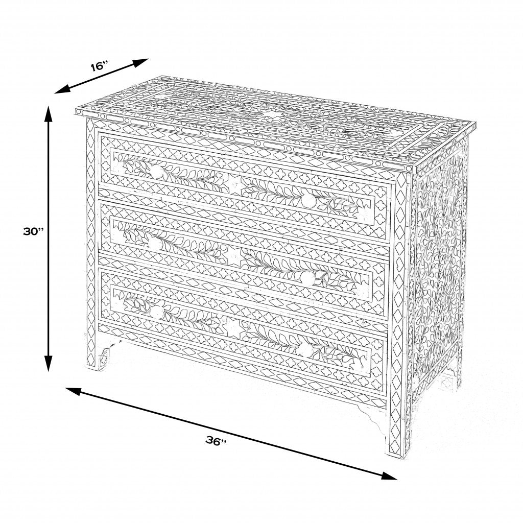 Brown Wood 5-Drawer Triple Dresser