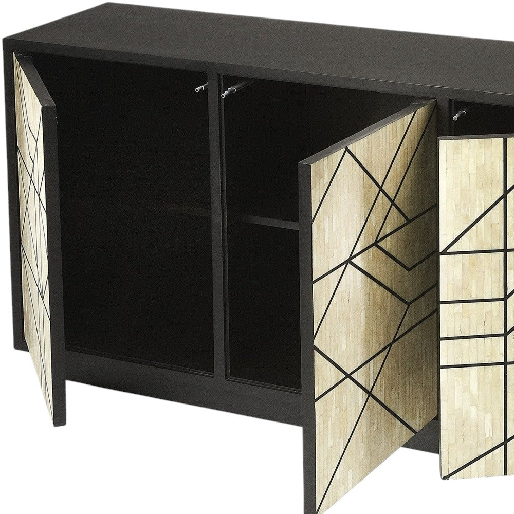 Natural & Black Sideboard w/ 3 Doors