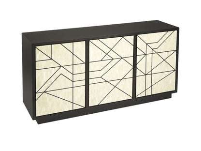 Natural & Black Sideboard w/ 3 Doors