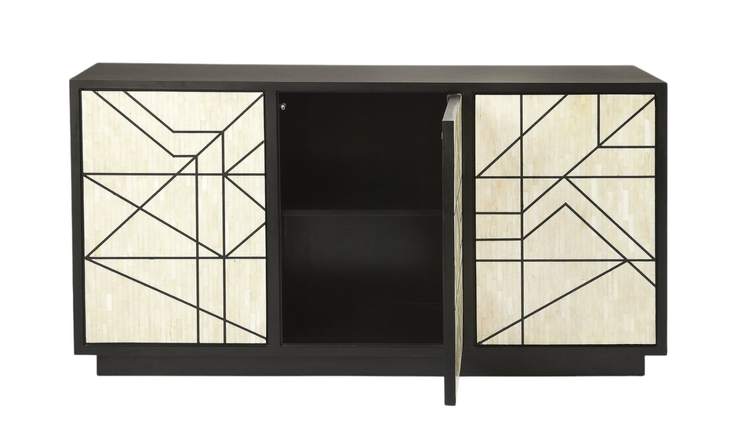 Natural & Black Sideboard w/ 3 Doors