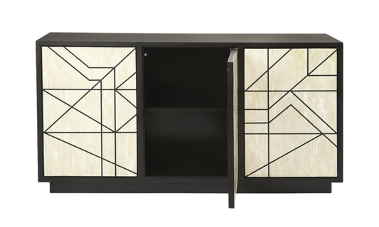 Natural & Black Sideboard w/ 3 Doors