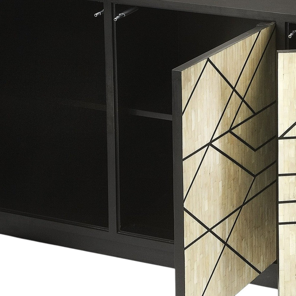 Natural & Black Sideboard w/ 3 Doors