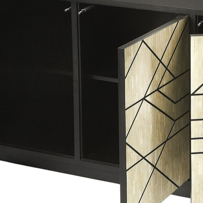 Natural & Black Sideboard w/ 3 Doors