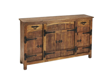 Brown Solid Wood 2 Drawer Sideboard w/ 4 Doors