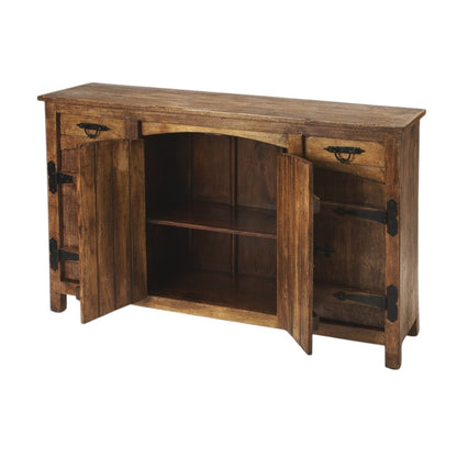 Brown Solid Wood 2 Drawer Sideboard w/ 4 Doors