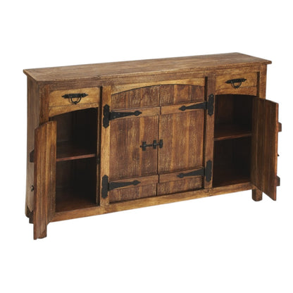 Brown Solid Wood 2 Drawer Sideboard w/ 4 Doors