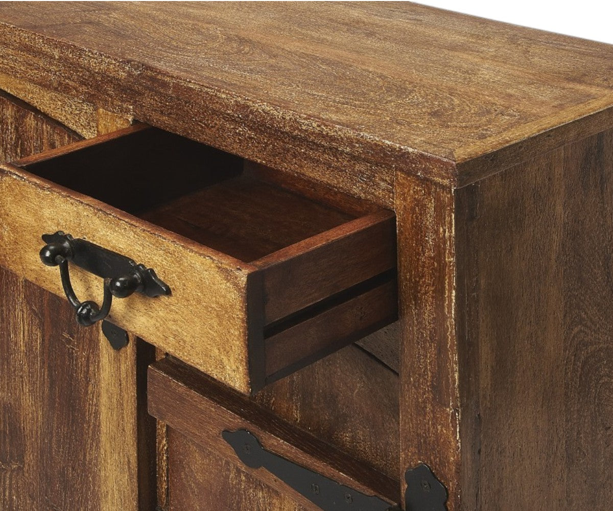 Brown Solid Wood 2 Drawer Sideboard w/ 4 Doors