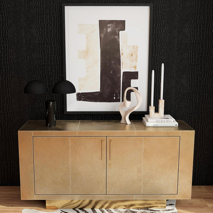 Gold Solid Wood Sideboard Table w/ 2 Doors
