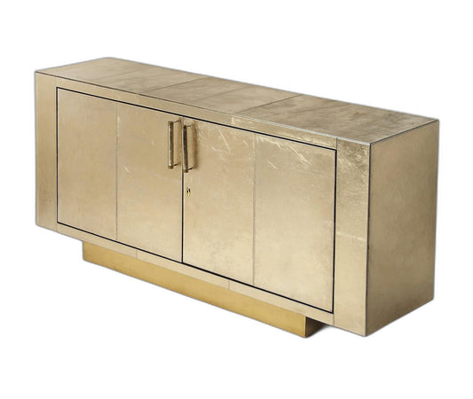 Gold Solid Wood Sideboard Table w/ 2 Doors