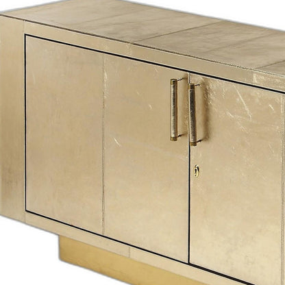 Gold Solid Wood Sideboard Table w/ 2 Doors