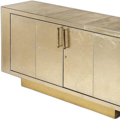 Gold Solid Wood Sideboard Table w/ 2 Doors