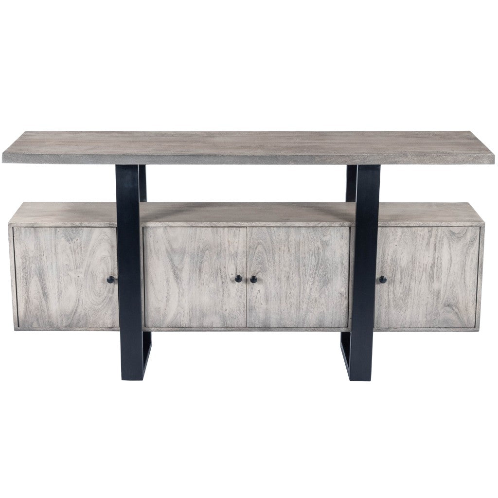 Gray Solid Wood Sideboard w/ 4 Doors