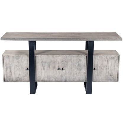 Gray Solid Wood Sideboard w/ 4 Doors