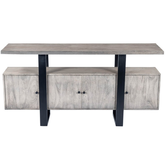 Gray Solid Wood Sideboard w/ 4 Doors