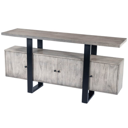Gray Solid Wood Sideboard w/ 4 Doors