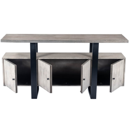 Gray Solid Wood Sideboard w/ 4 Doors
