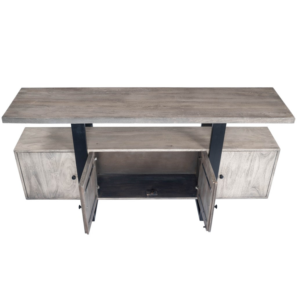 Gray Solid Wood Sideboard w/ 4 Doors