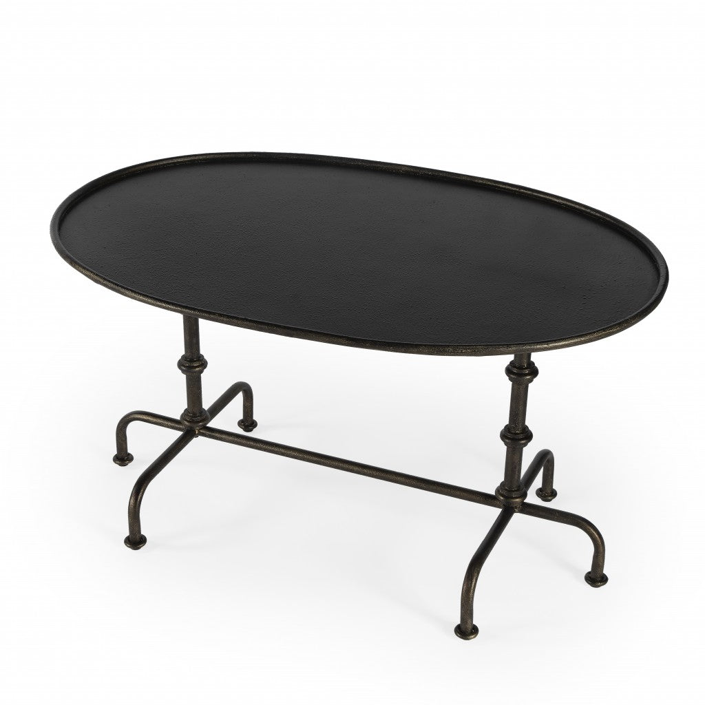 Silver Aluminum Oval Coffee Table image 2