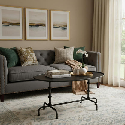 Silver Aluminum Oval Coffee Table image 1