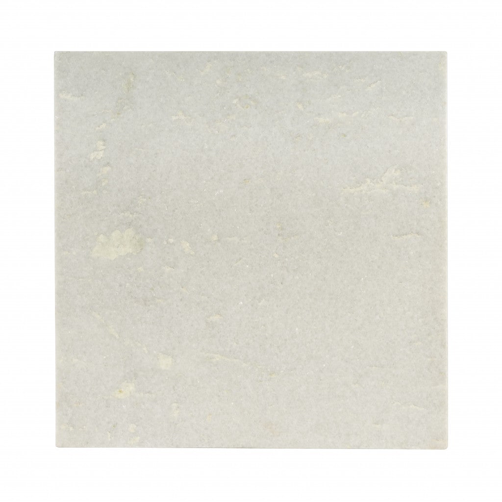 White & Copper Genuine Marble & Metal Square Coffee Table image 4