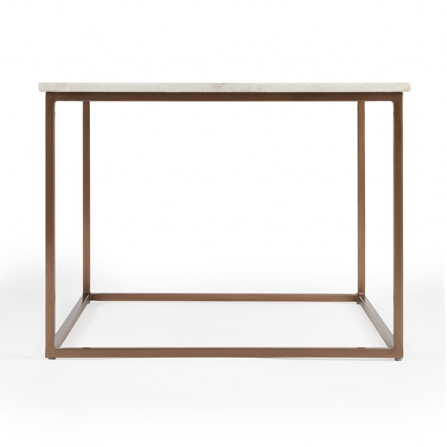 White & Copper Genuine Marble & Metal Square Coffee Table image 5