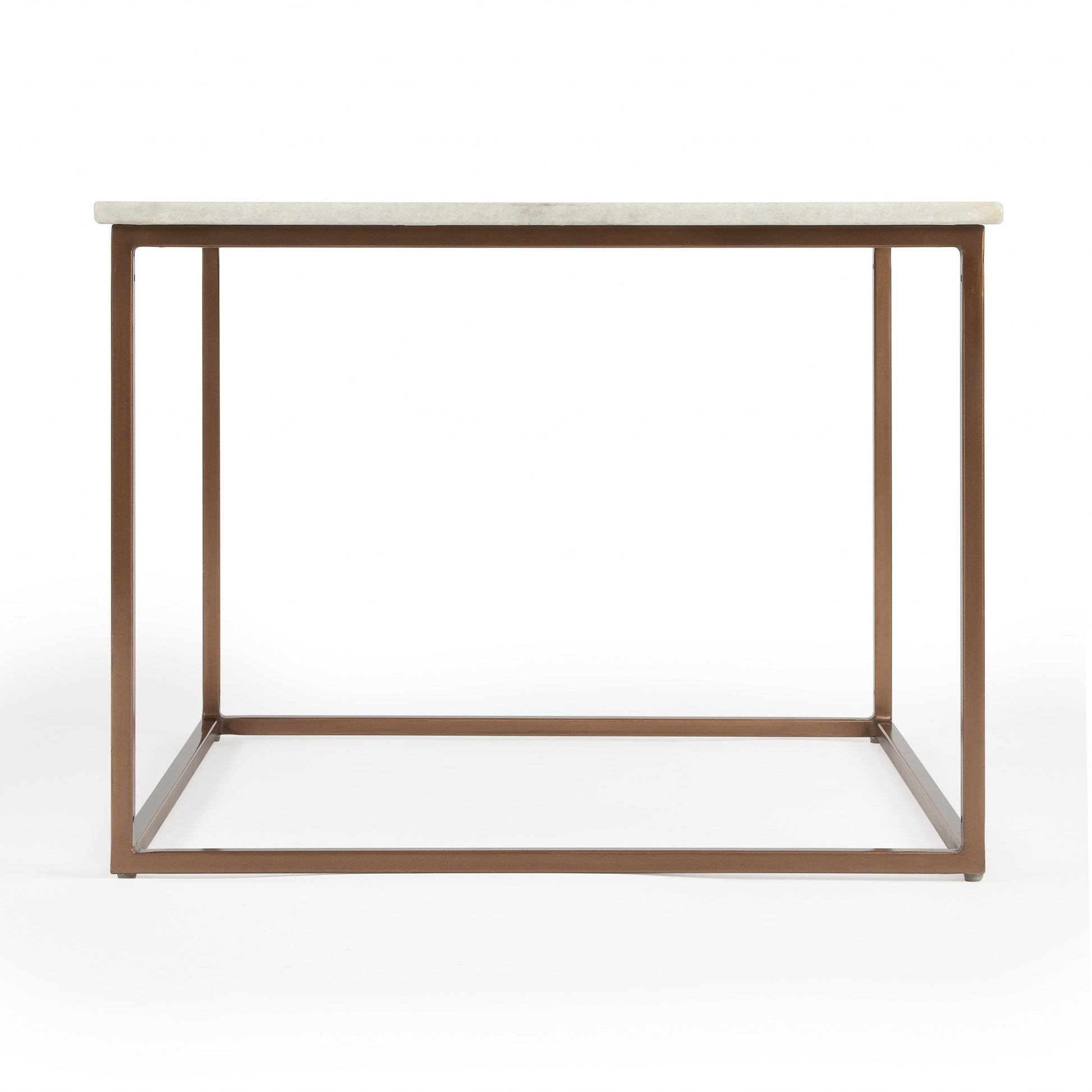 White & Copper Genuine Marble & Metal Square Coffee Table image 5