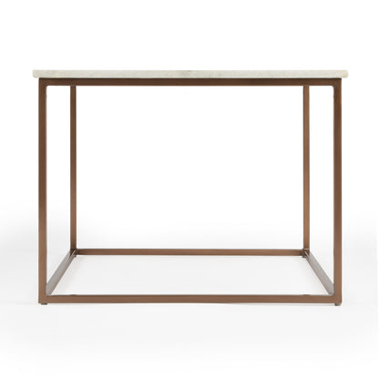 White & Copper Genuine Marble & Metal Square Coffee Table image 5