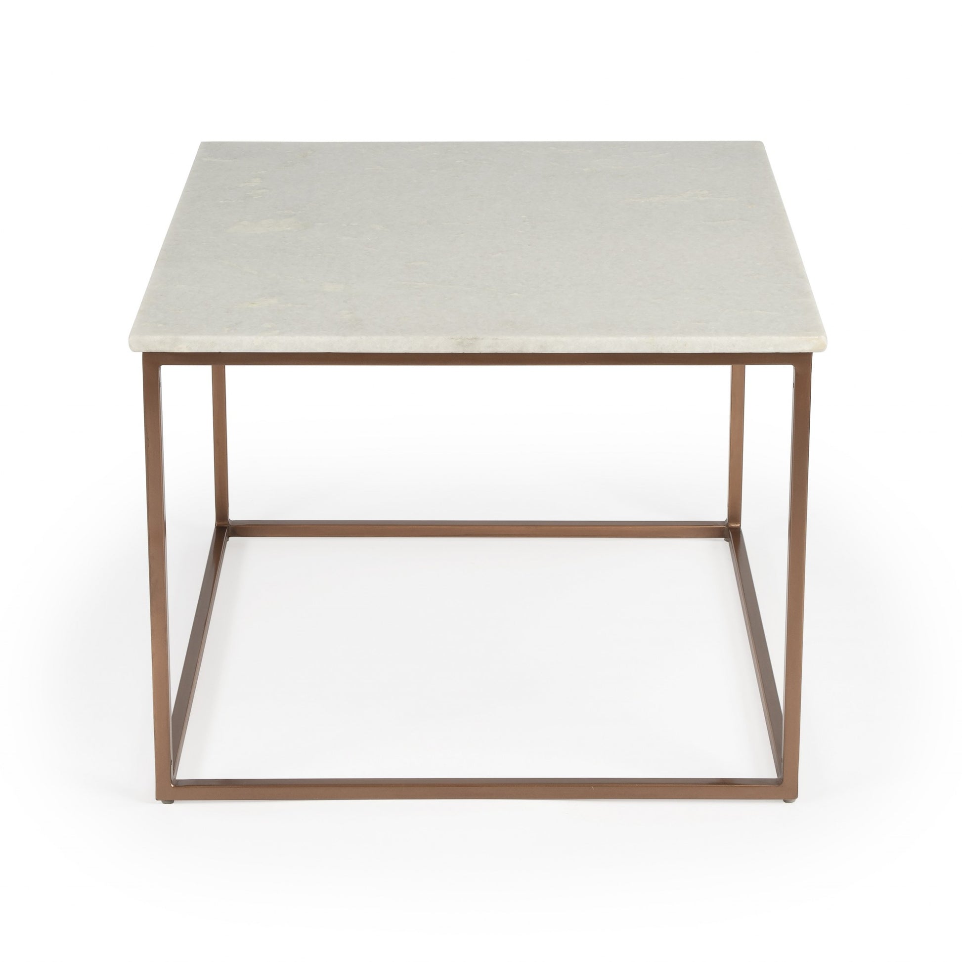 White & Copper Genuine Marble & Metal Square Coffee Table image 2