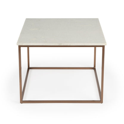 White & Copper Genuine Marble & Metal Square Coffee Table image 2