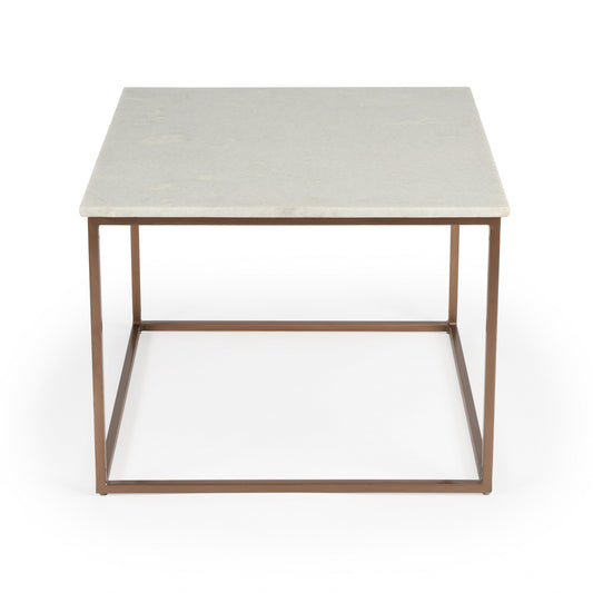 White & Copper Genuine Marble & Metal Square Coffee Table image 2