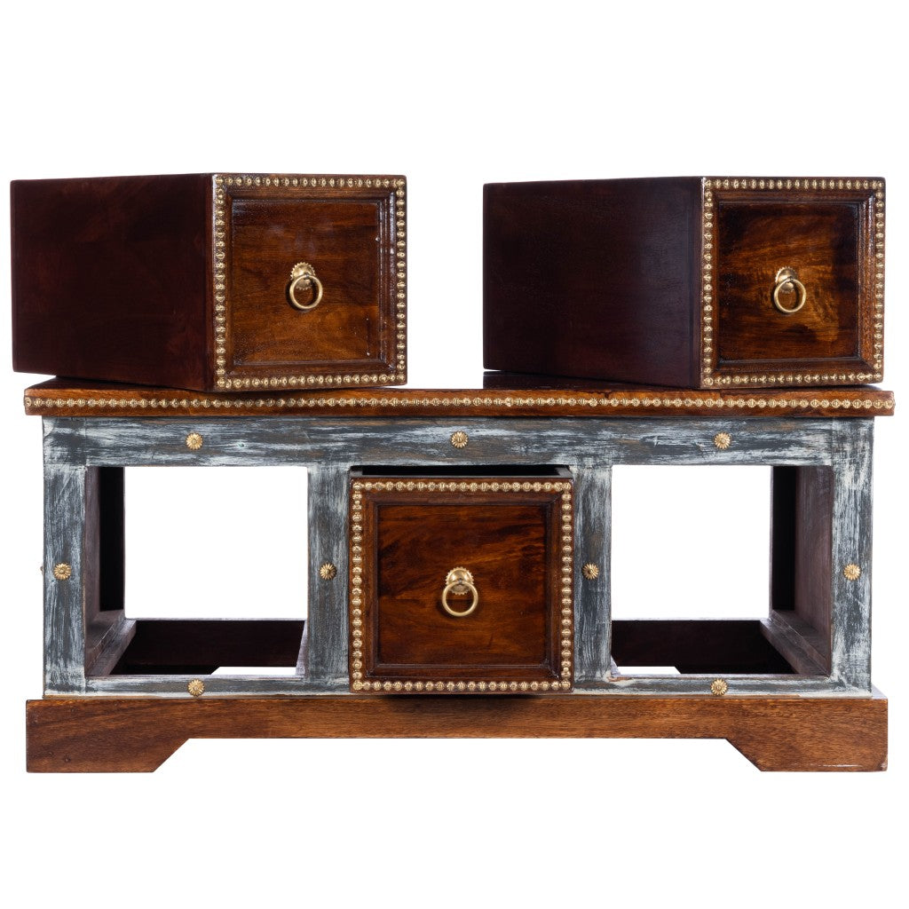 Wood & Hand Painted Storage Coffee Table