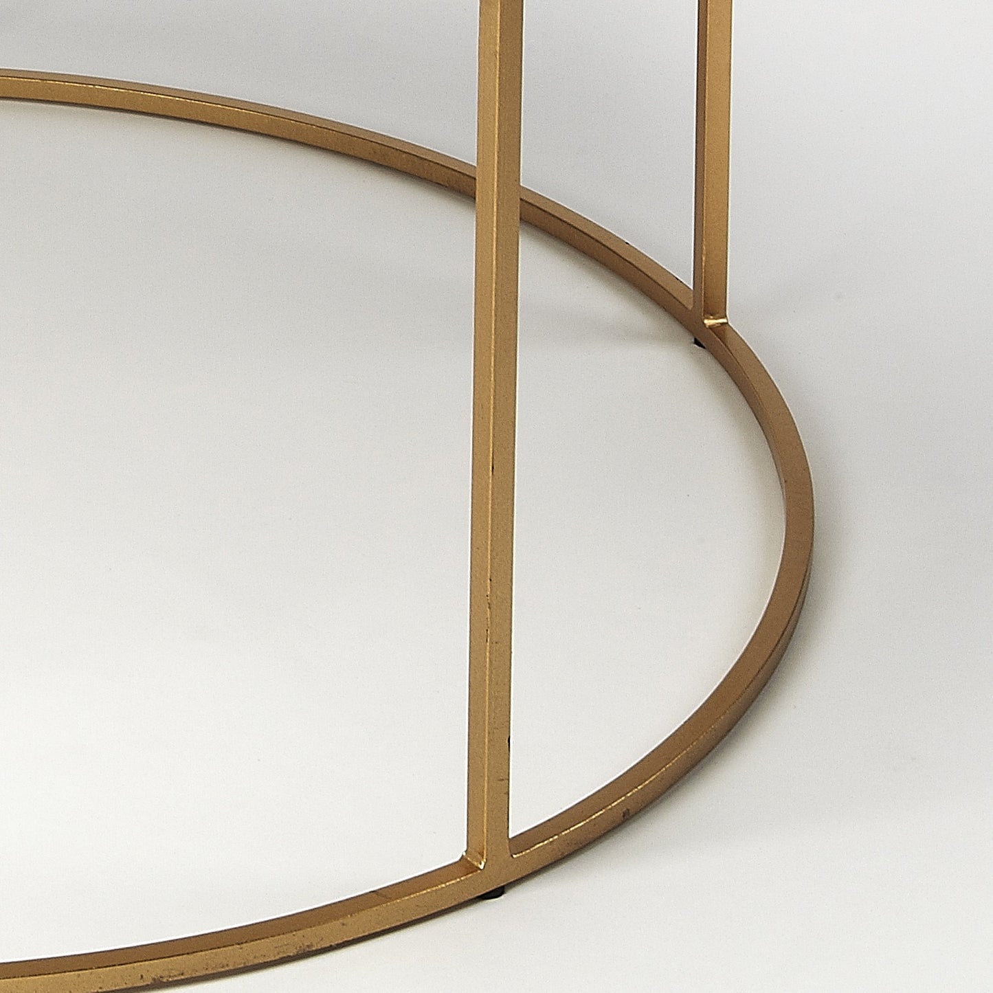 Multi-Color & Off White Marble & Metal Round Coffee Table