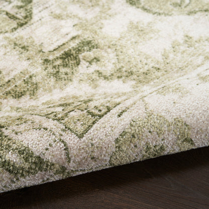 Nourison Astra Ivory & Green Pet Friendly Machine Washable Rug - Texture