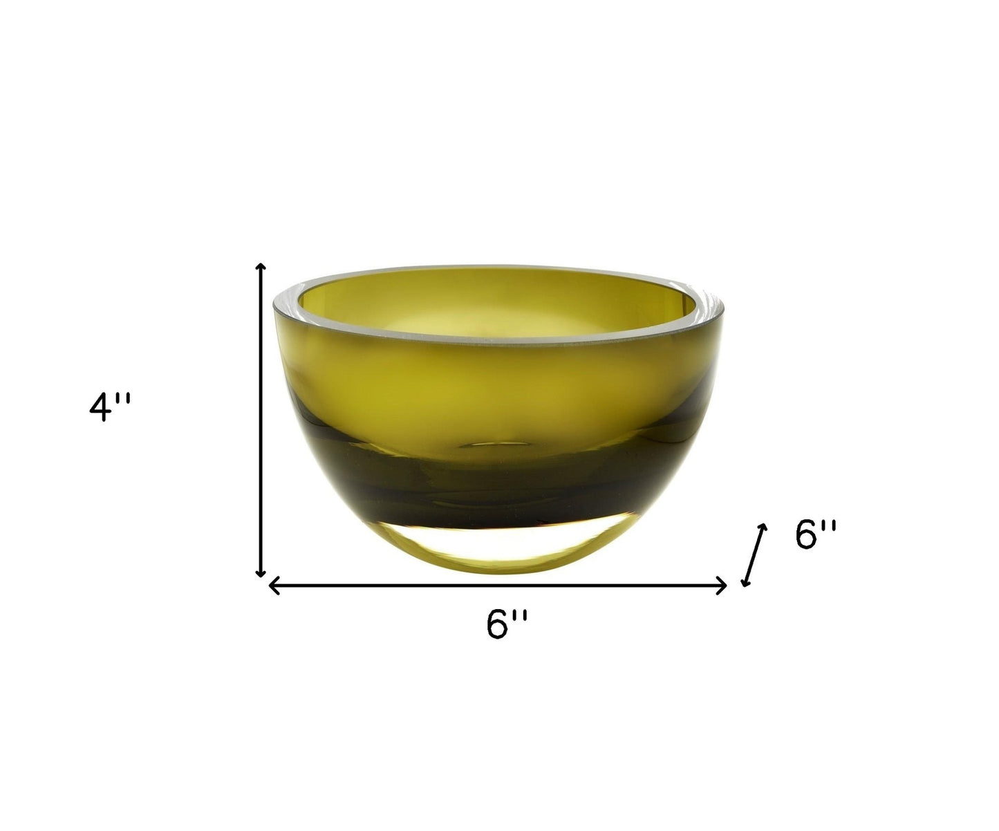 Moss Green Mouth Blown Crystal Thick Walled Bowl